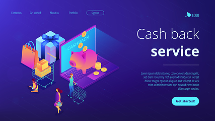 Image showing Cash back isometric 3D landing page.