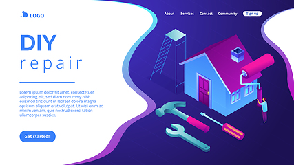 Image showing DIY repair concept isometric 3D landing page.