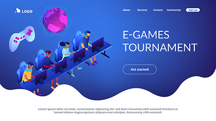 Image showing Cybersport team isometric 3D landing page.