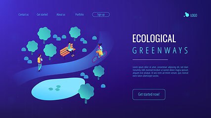 Image showing Ecological greenway isometric 3D landing page.