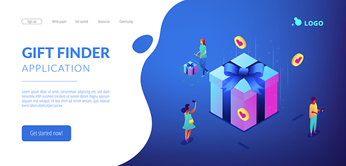 Image showing Choosing gift idea isometric 3D landing page.