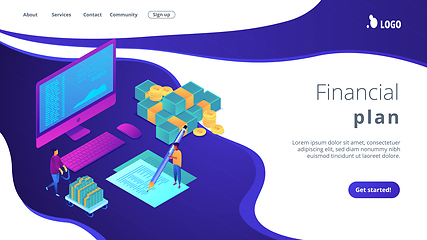 Image showing Cash flow statement isometric 3D landing page.