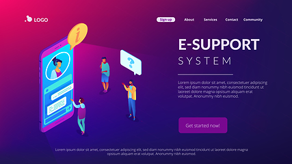 Image showing Customer self-service isometric 3D landing page.