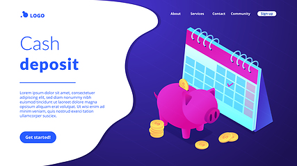 Image showing Cash deposit isometric 3D landing page.