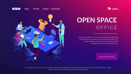 Image showing Productive team communication isometric 3D landing page.