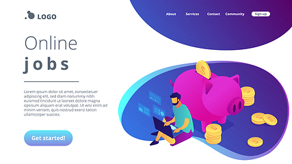 Image showing Online jobs isometric 3D landing page.