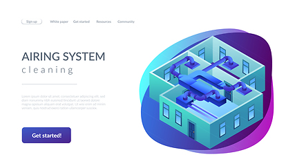 Image showing Ventilation system concept isometric 3D landing page.