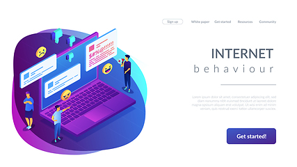 Image showing Internet trolling isometric 3D landing page.