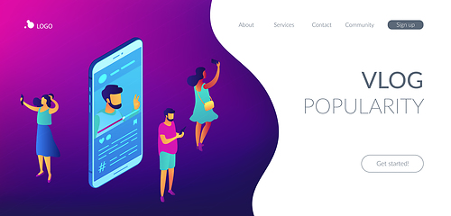 Image showing Vlog isometric 3D landing page.