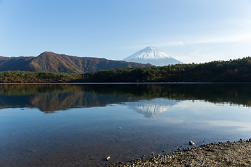 Image showing Lake saiko with Fuji Mountain