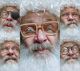 Image showing Emotional Santa Claus in eyewear greeting with New Year and Christmas