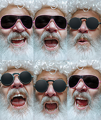 Image showing Emotional Santa Claus in eyewear greeting with New Year and Christmas