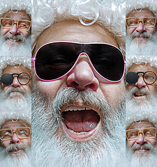 Image showing Emotional Santa Claus in eyewear greeting with New Year and Christmas