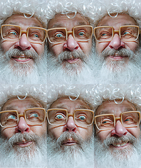 Image showing Emotional Santa Claus in eyewear greeting with New Year and Christmas