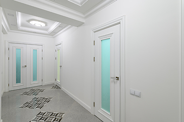 Image showing interior of white corridor with doors