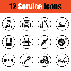 Image showing Set of twelve Service station icons