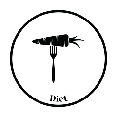 Image showing Icon of Diet carrot on fork 