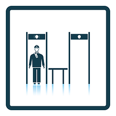 Image showing Stadium metal detector frame with inspecting fan icon