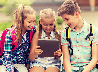 Image showing group of happy elementary school students talking