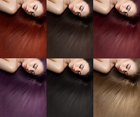 Image showing beautiful girl with different hair dye colors