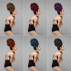 Image showing beautiful girl with different hair dye colors