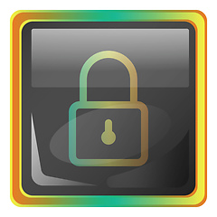 Image showing Lock grey square vector icon illustration with yellow and green 