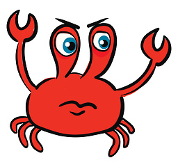 Image showing Angry red crab illustration color vector on white background