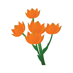 Image showing Vector illustration of star of bethlehem orange flower with gree