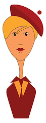 Image showing The portrait of a woman in maroon-colored costume vector or colo