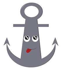 Image showing A grey-colored anchor with a smiley face looks cute vector or co