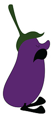 Image showing Cartoon eggplant with mustache vector illustration on white back