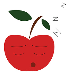 Image showing A sleeping red apple vector or color illustration