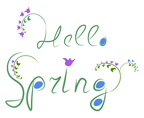 Image showing Wording HELLO SPRING is written in color sketch vector or color 