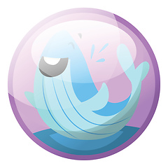 Image showing Cartoon character of a happy blue whale in the water vector illu