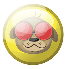 Image showing Cartoon character of a brown dog with red sunglasses smiling vec
