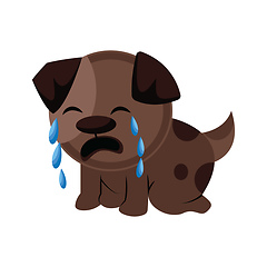 Image showing Brown sad dog crying vector illustration on a white background