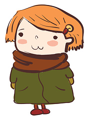 Image showing Little girl in warm winter clothes vector or color illustration