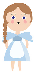 Image showing Alice in a blue dress illustration color vector on white backgro