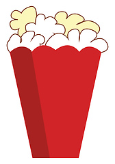 Image showing Drawing of yummy popcorn in a red paper box over white backgroun