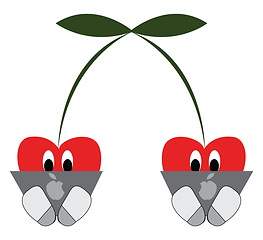 Image showing Two cherries working on laptops vector illustration on white bac