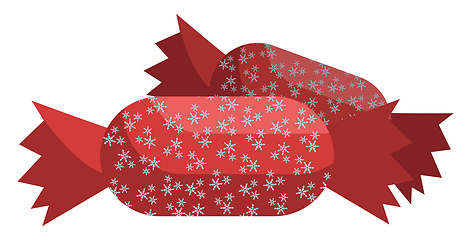 Image showing Christmas candy wraped in red paper with snowflakes vector illus