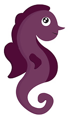 Image showing Clipart of a cute little purple-colored sea horse vector or colo