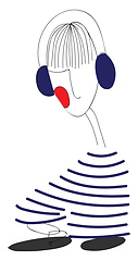 Image showing Abstract portrait of a DJ with blue headphones vector illustrati