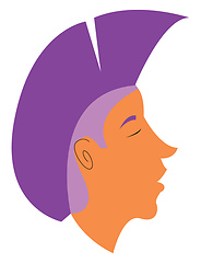 Image showing A young adult in a trendy modern purple hair style vector color 