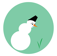 Image showing Snowman looking at green grass vector or color illustration