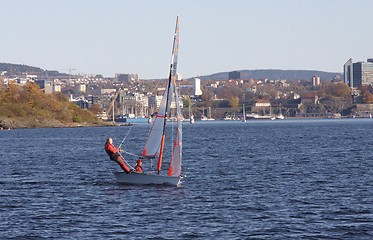 Image showing Sailboat at the fjord