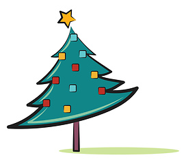 Image showing Christmas tree with star on the top vector or color illustration