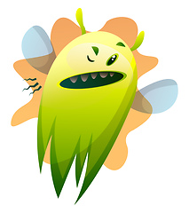 Image showing Angry cartoon little green mpnster vector illustartion on white 