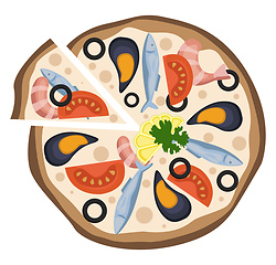 Image showing Seafood pizza Print