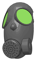 Image showing Grey gas mask with green detailes vector illustration on white b